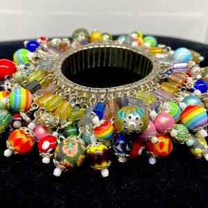 SO EXTRA Cha-Cha Expandable Beaded Bracelet Artisan Millefiori